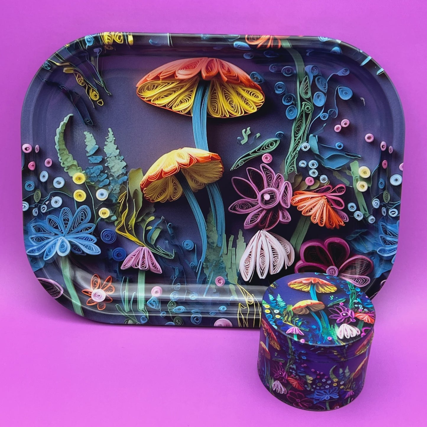 High Dreams Tray and Grinder Set 3D Floral