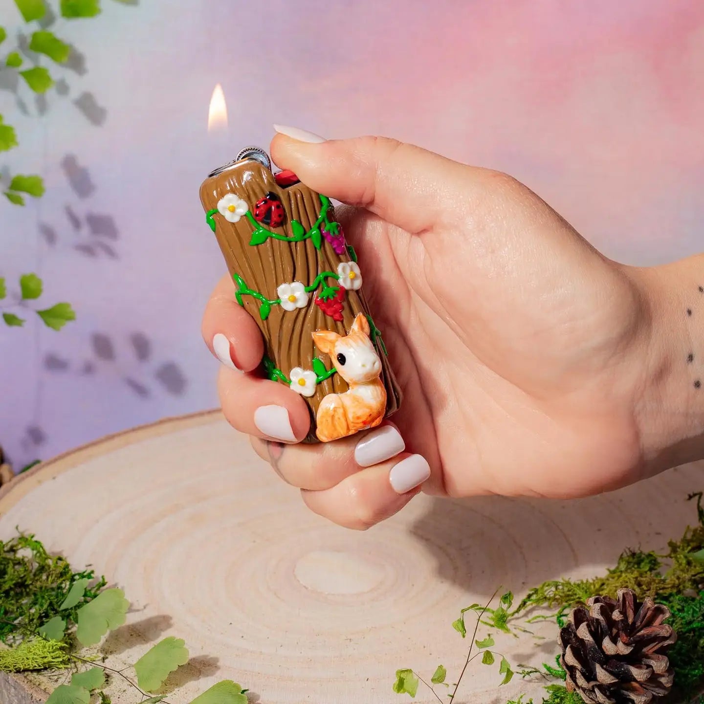 Canna Style Bic Lighter Case Woodland Creatures