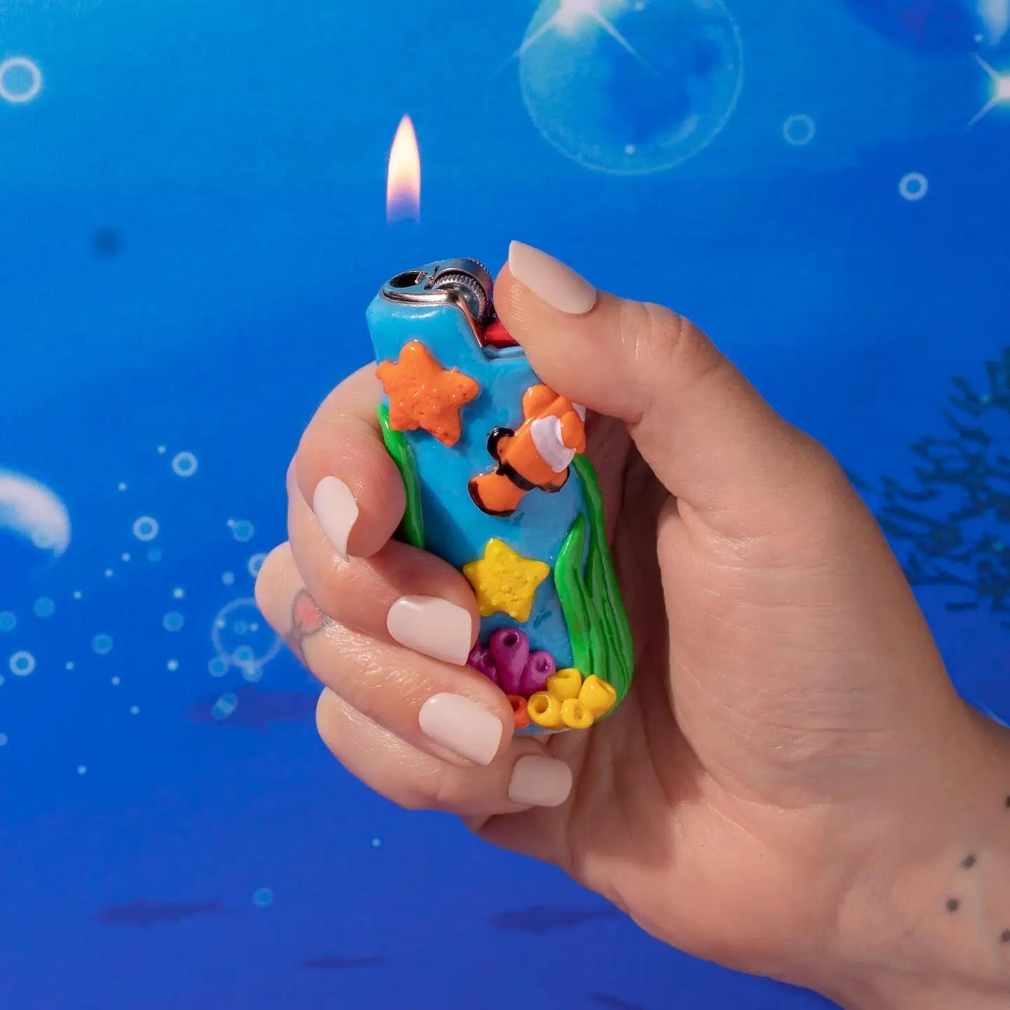 Canna Style Bic Lighter Case Ocean