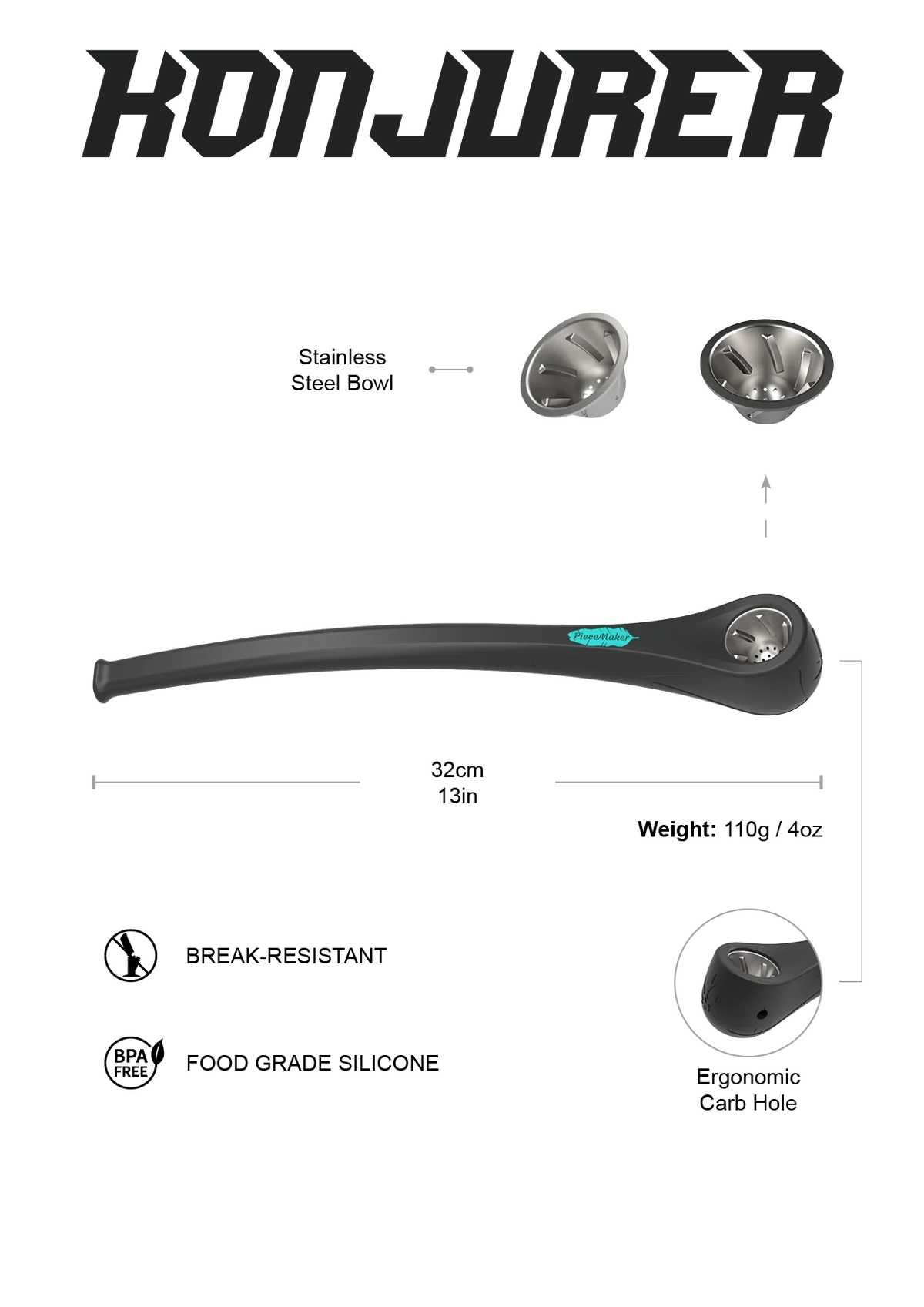Piece Maker Silicone Pipe 32cm Konjurer