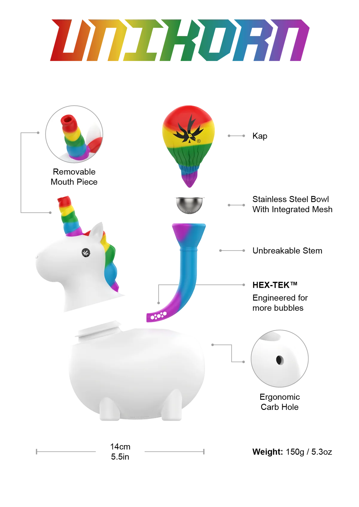 Piece Maker Silicone Bong 14cm Unicorn