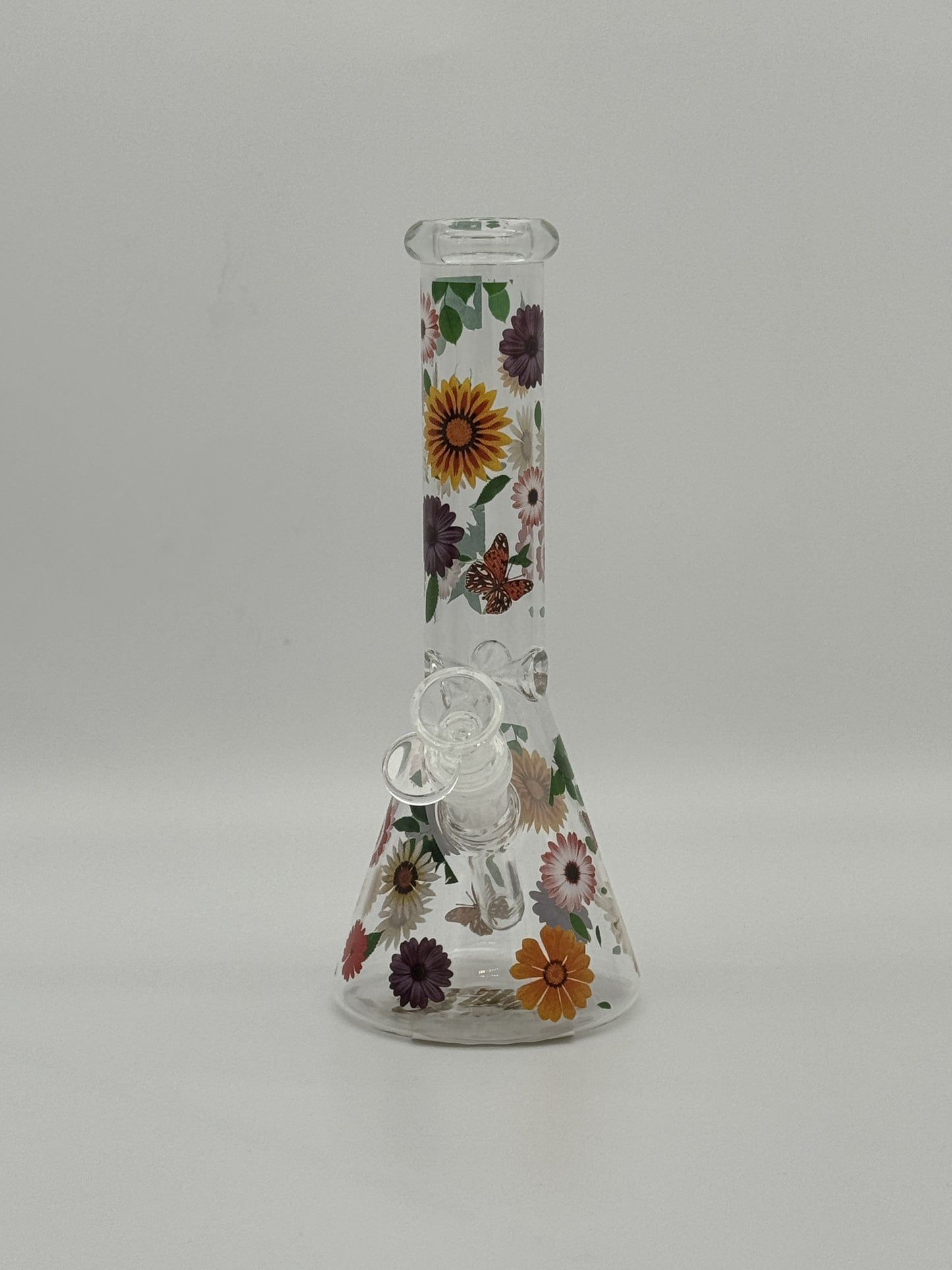 Floral Glass Beaker Bong 25cm
