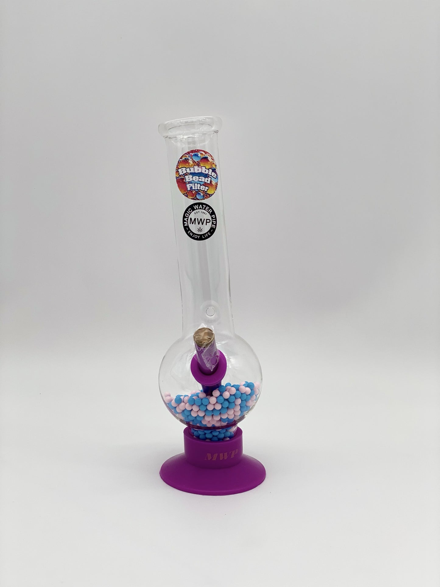 MWP Large Bent Bubble with Beads 30cm Purple