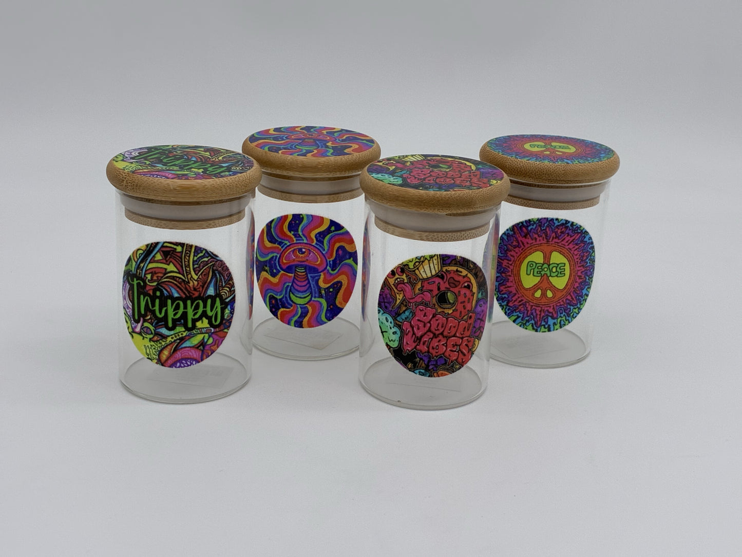 Medium Bamboo Top Jar Trippy Psychedelic