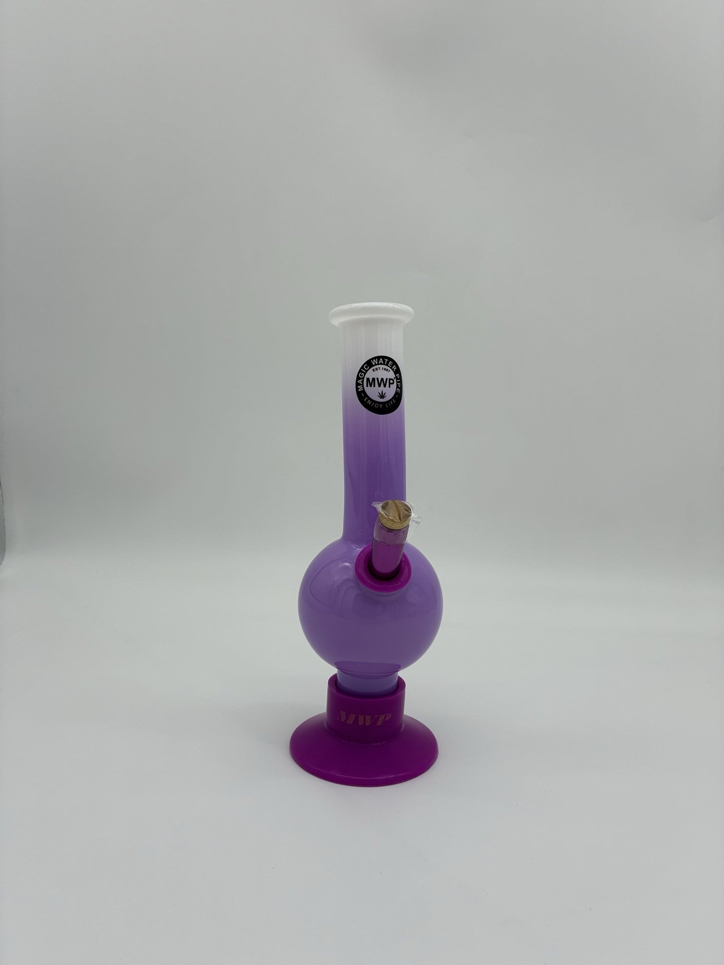 MWP Medium Bent Bubble Bong 25cm Purple and White