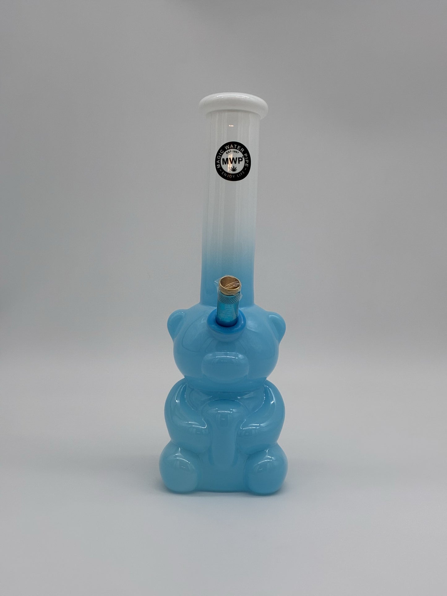 MWP Large Bent Bubble Bong 31cm White/ Blue Gummy Bear