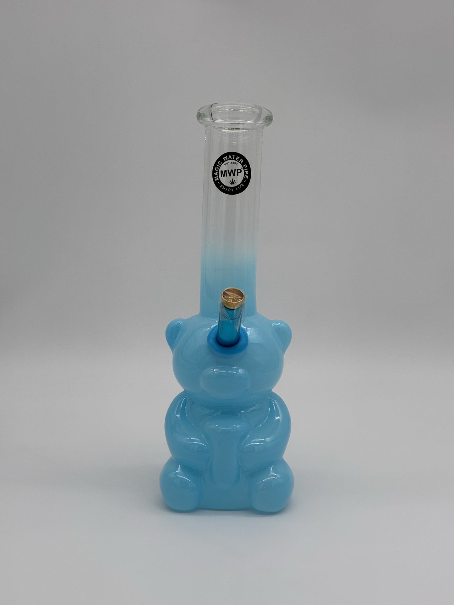 MWP Large Bent Bubble Bong 31cm Blue/ Clear Gummy Bear
