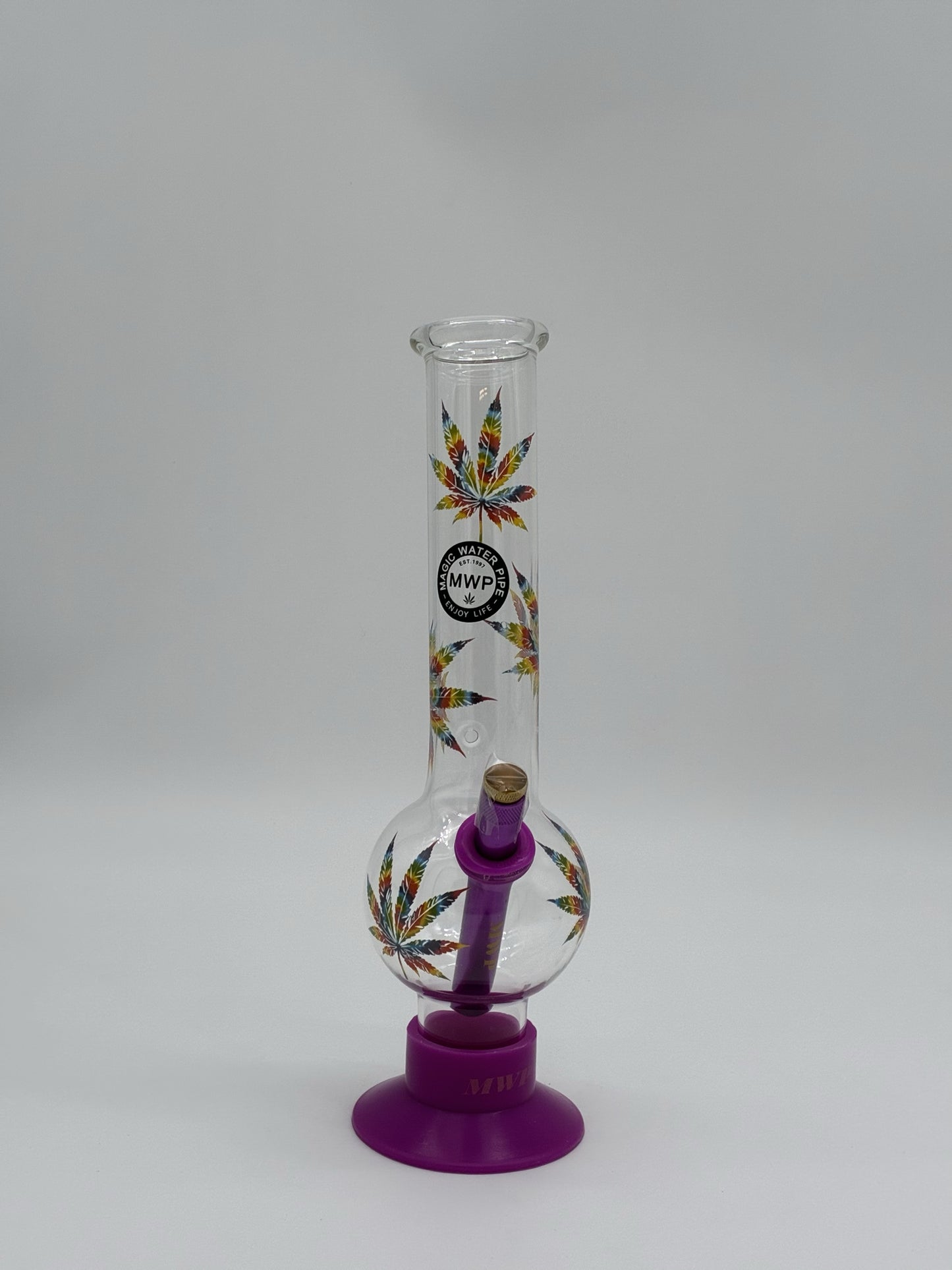 MWP Large Bent Bubble Bong 30cm Rainbow Leaf