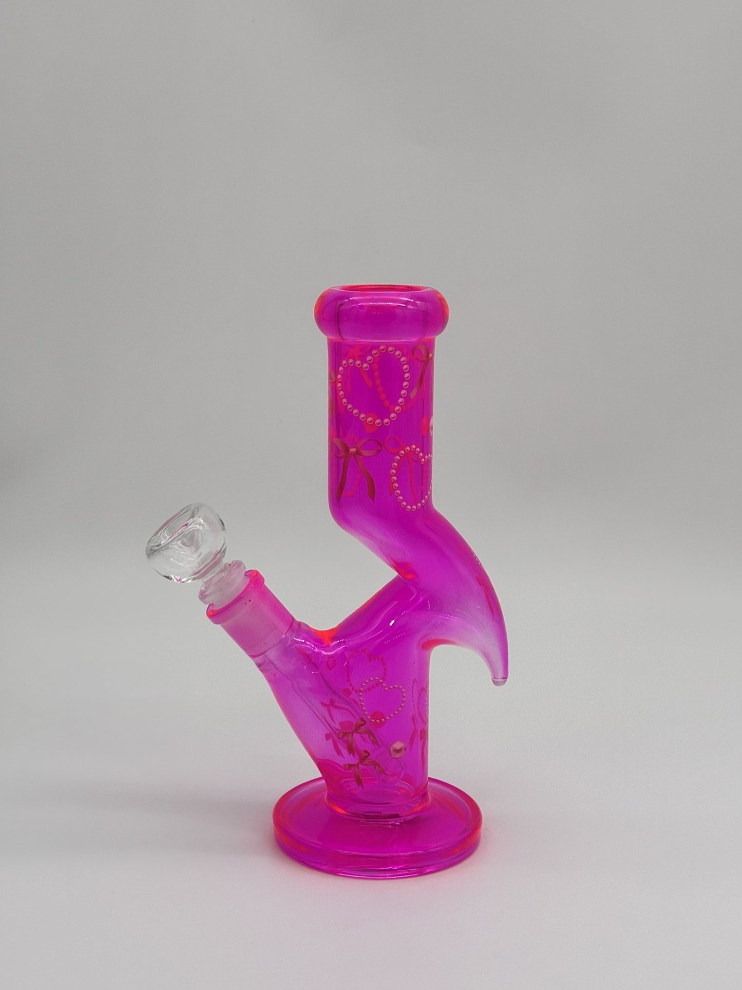 Zig Zag Bong 25cm Pink Bows