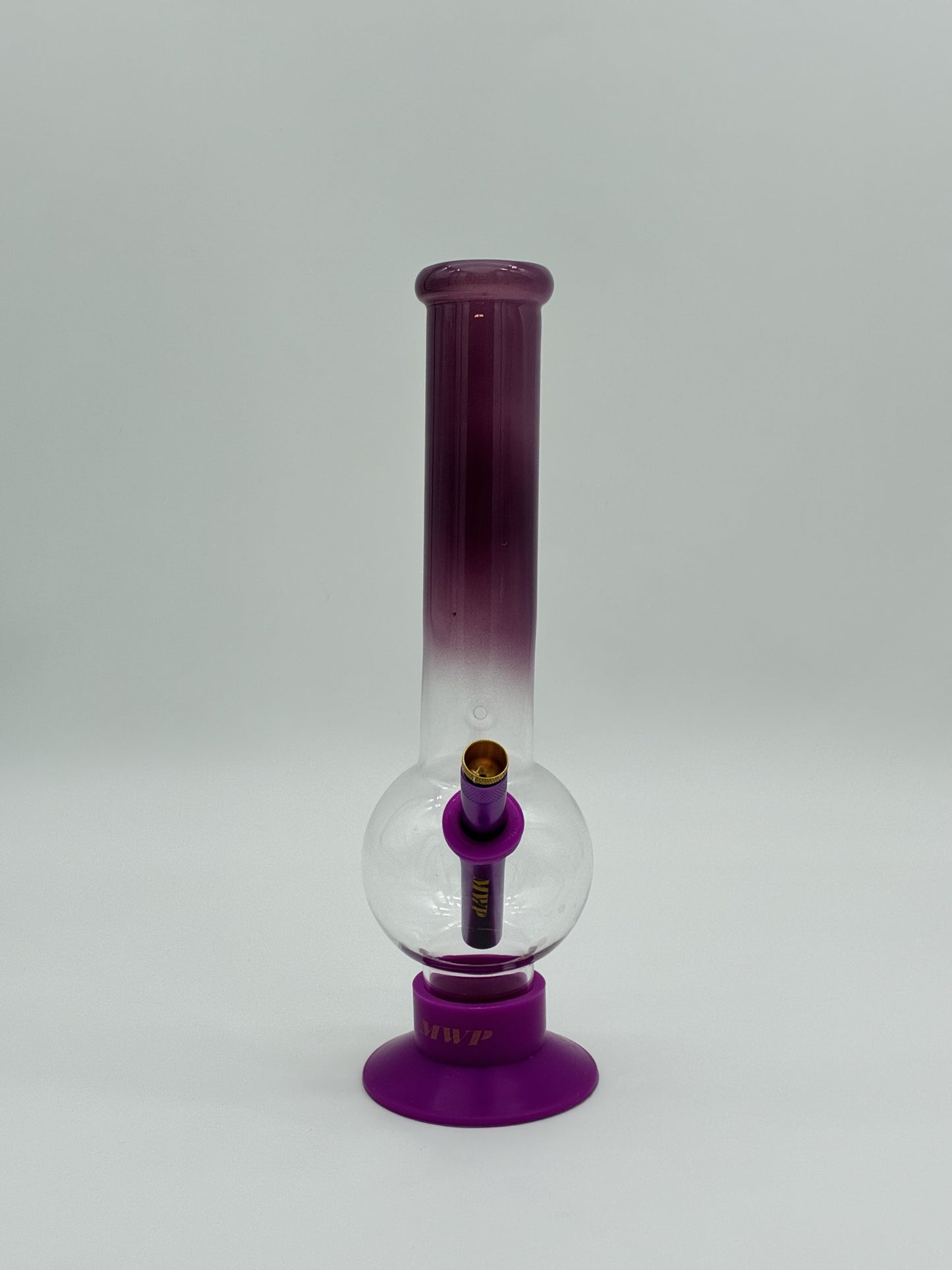 MWP Large Bent Bubble Bong 30cm Pink/ Clear Leaf