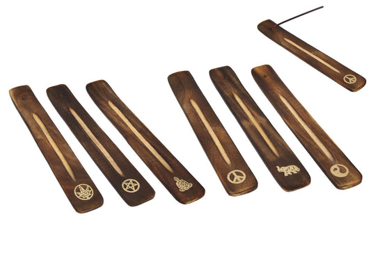 26cm Wooden Incense Holder Ash Catcher 6 Asstd