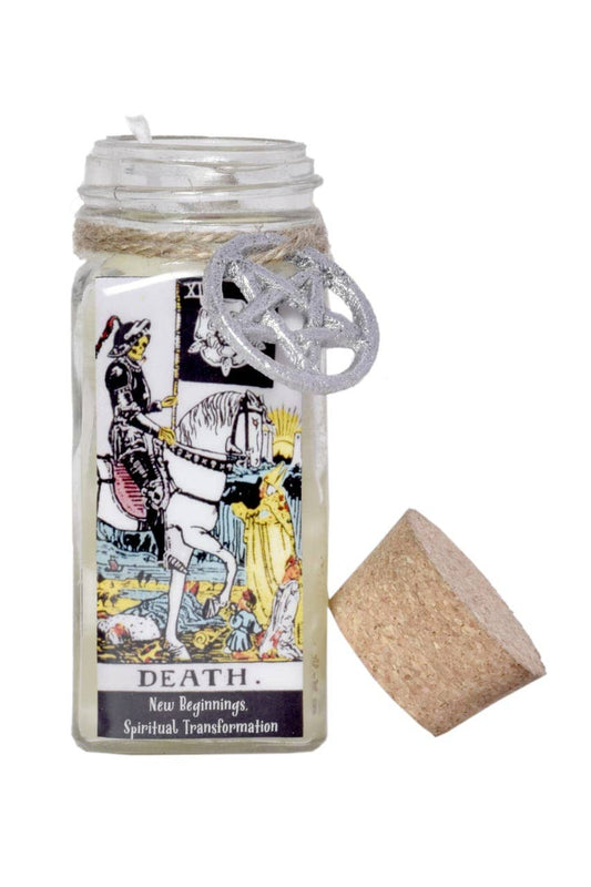 CANDLE - Death Tarot 100gms with herbs and crystals