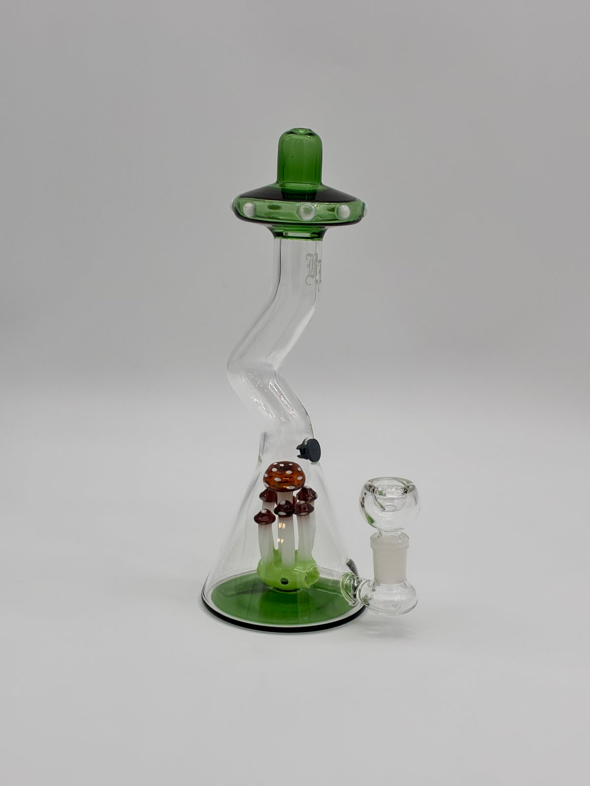 Black Leaf Glass Bong 26cm Toadstools Mushrooms