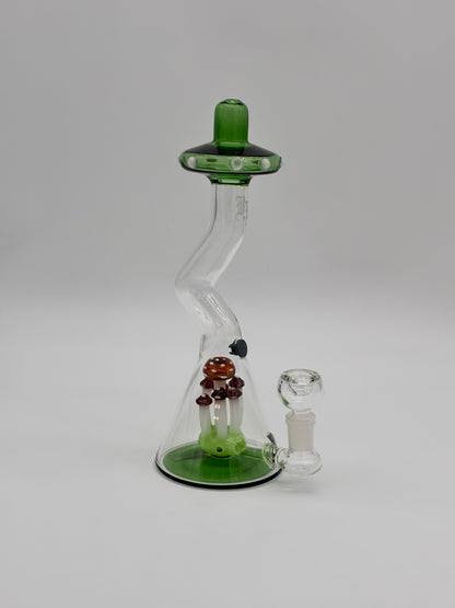 Black Leaf Glass Bong 26cm Toadstools Mushrooms