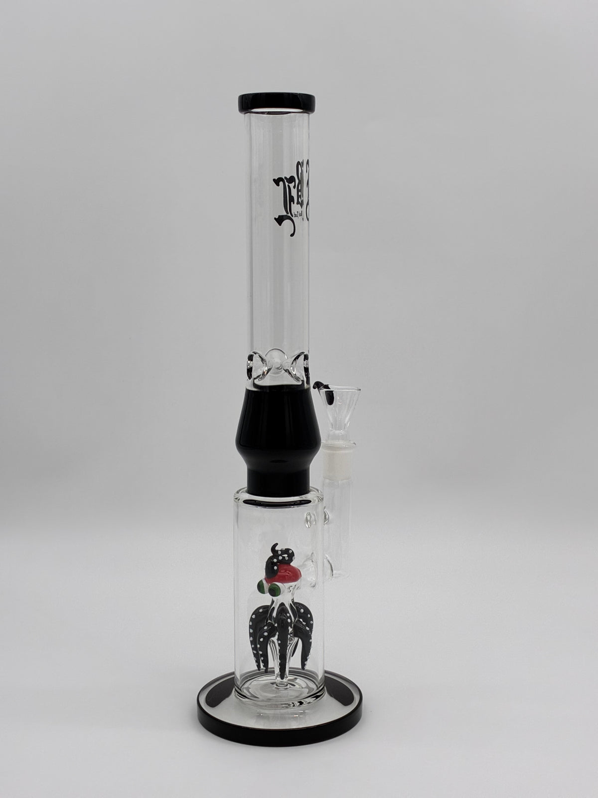 Black Leaf Glass Bong 40cm Percolator Octopus