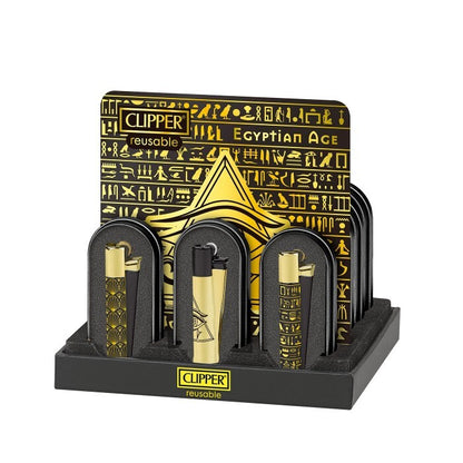 Clipper Metal Lighter With Case Egyptian Age