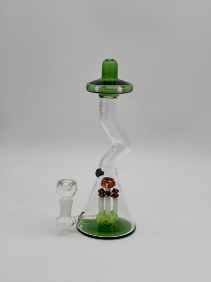 Black Leaf Glass Bong 26cm Toadstools Mushrooms