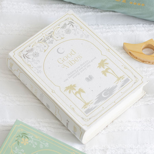 Stash: Book Shaped Storage Box White Good Vibes
