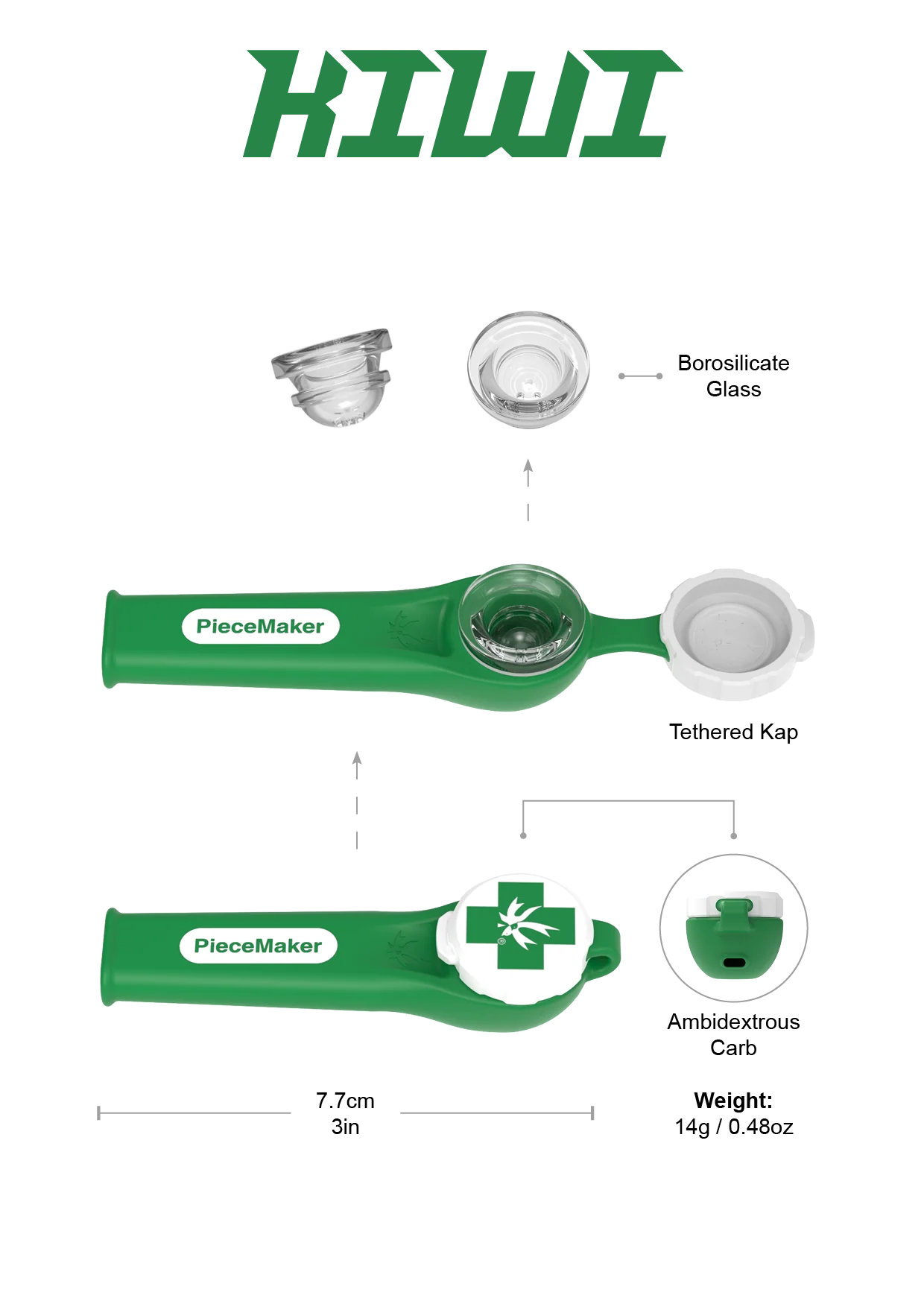 Piece Maker Silicone Pipe 7.7cm Kiwi