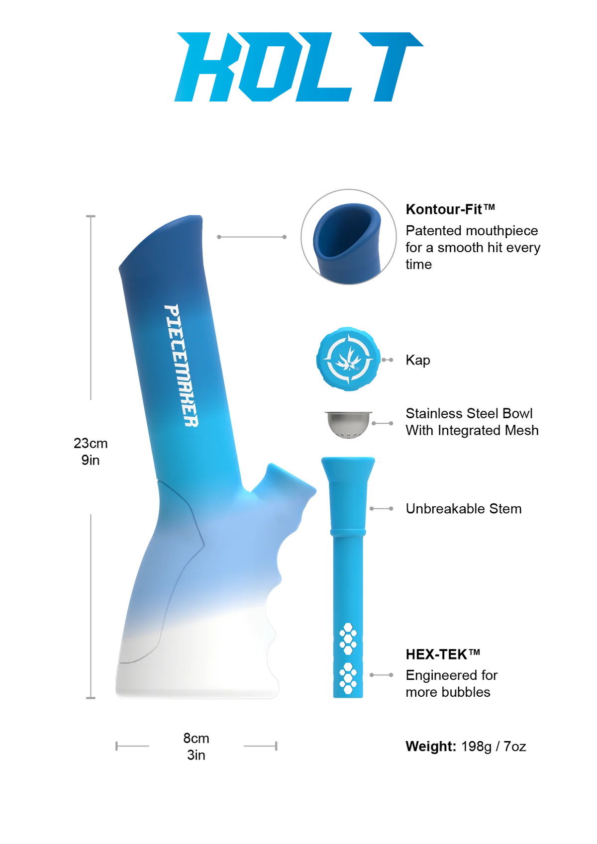 Piece Maker Silicone Bong 23cm Kolt