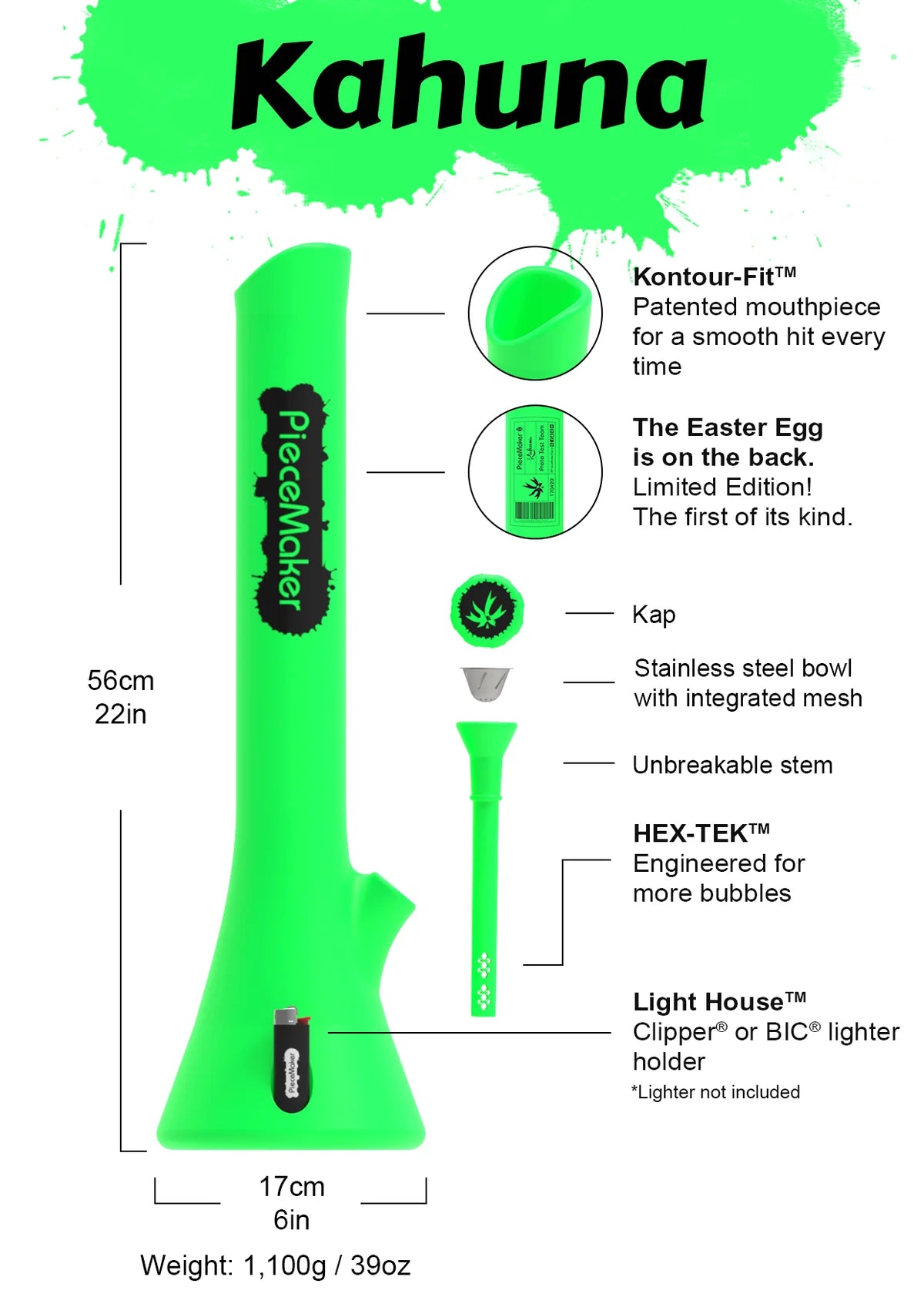 Piece Maker Silicone Bong Kahuna 56cm