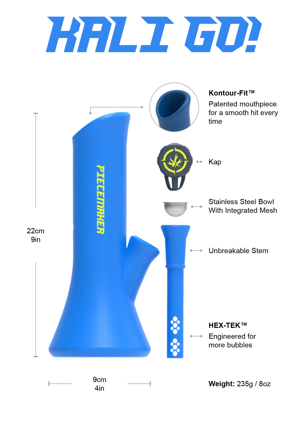 Piece Maker Silicone Bong 22cm Kali Go