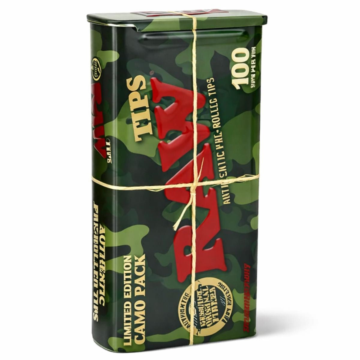 Raw Pre-rolled Tips 100p Camo Tin
