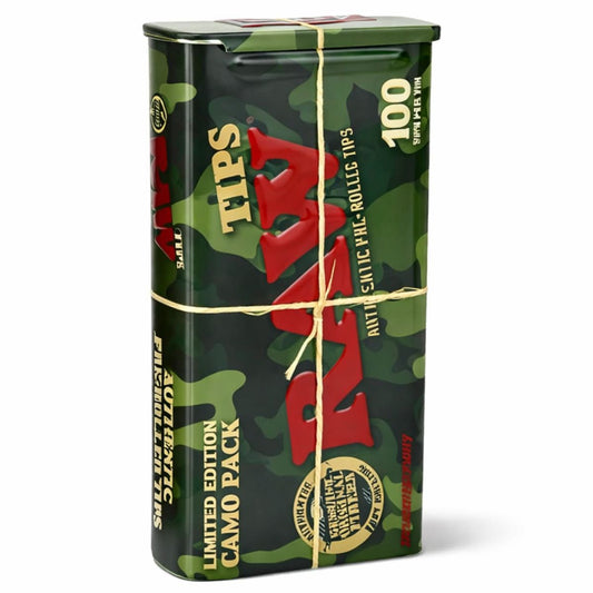 Raw Pre-rolled Tips 100p Camo Tin