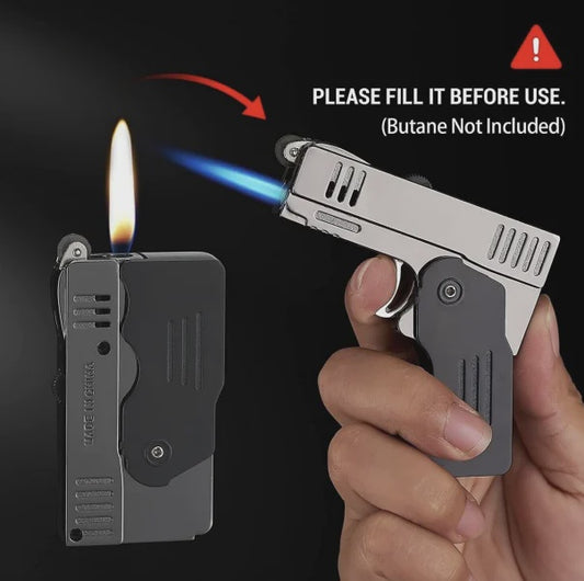 Foldable Gun Shape Lighter Dual Flame