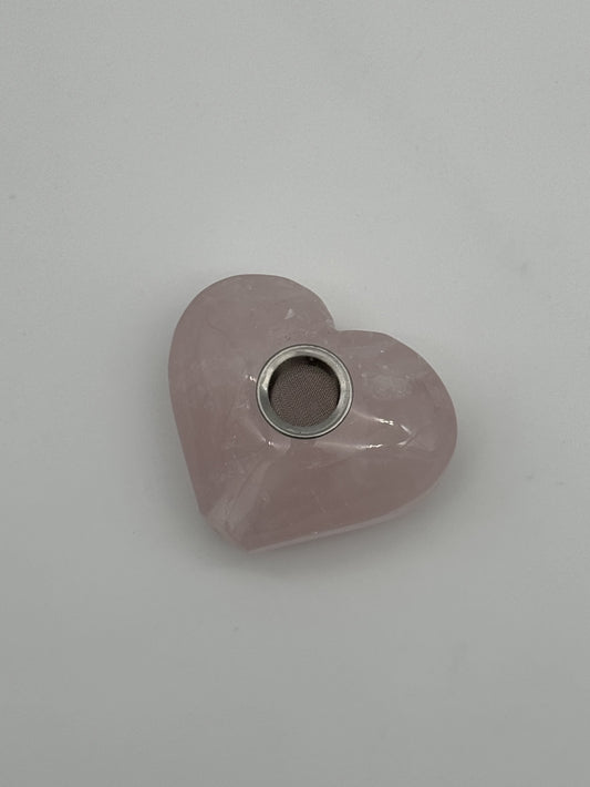 Planet X Pipe Rose Quartz Stone heart shaped