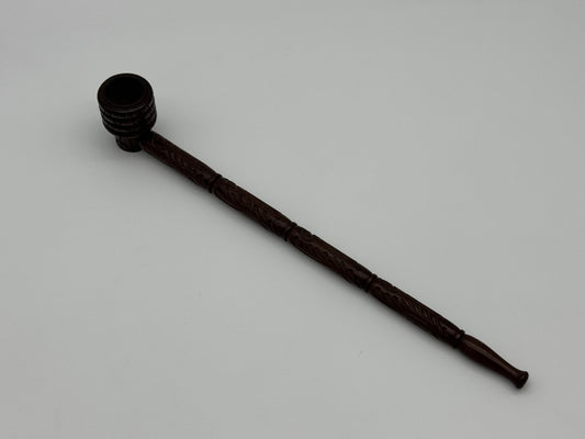 Carved Long Wooden Pipe 37cm