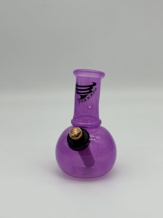 Purple Breeze: Compact Bubble Bong with Metal Bonza Stem and Brass Cone Piece
