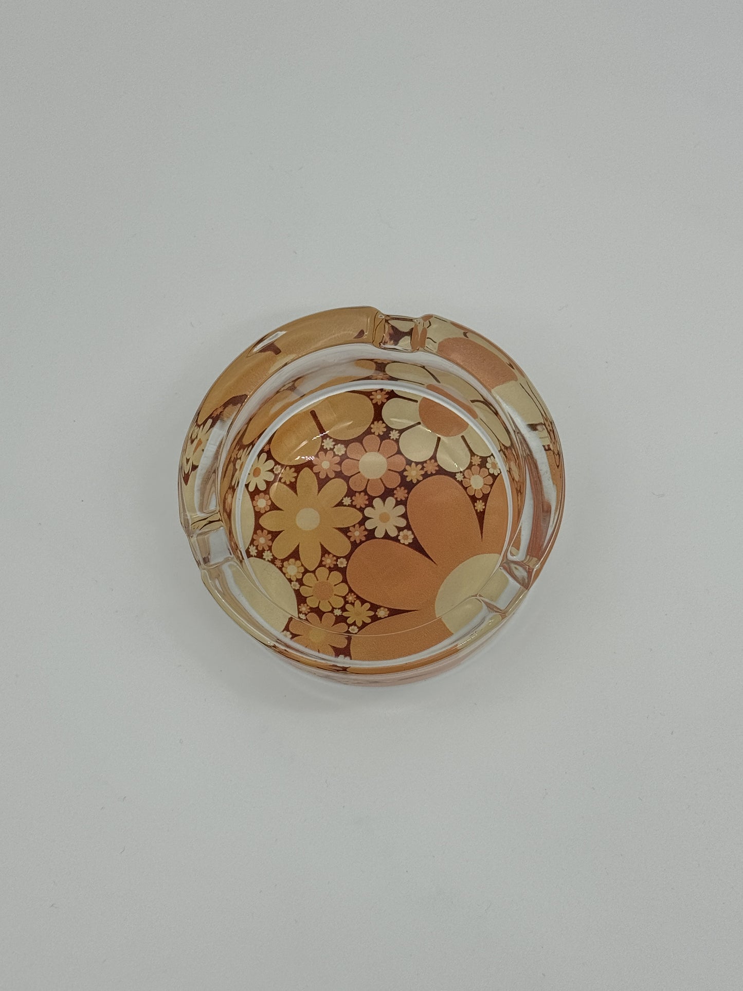 Flower Orange Glass Ashtray