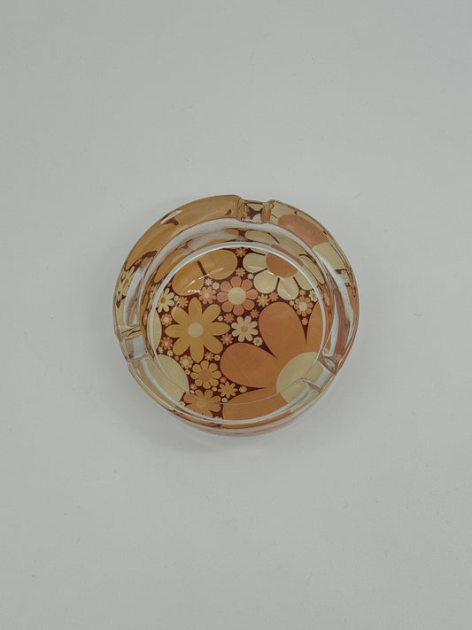 Flower Orange Glass Ashtray