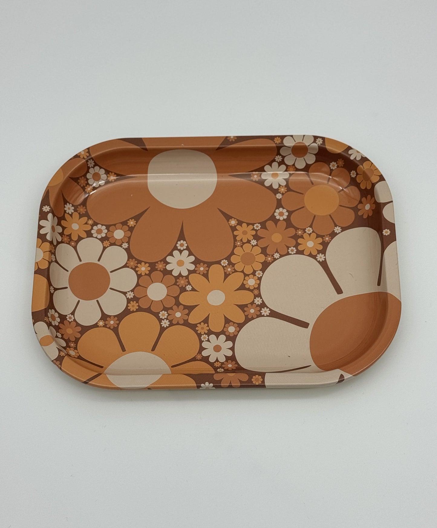 Flower Orange Rolling Tray Small