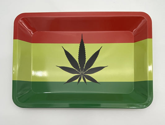 Rolling Tray Small 18x12.5cm / Rasta Leaf