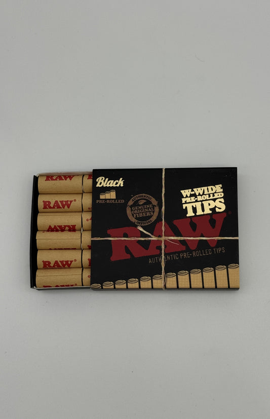 Raw Black W Wide Pre-rolled Tips 18p