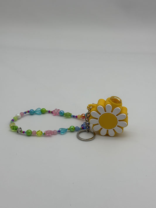 Canna Style Daisy Unbreakable Chillum with Beaded Strap and Keychain