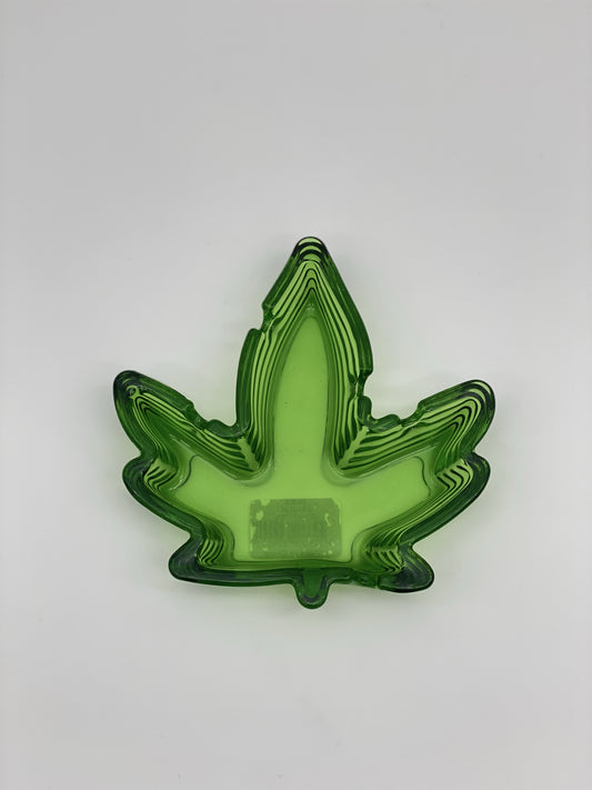 Ashtray Glass Leaf Green