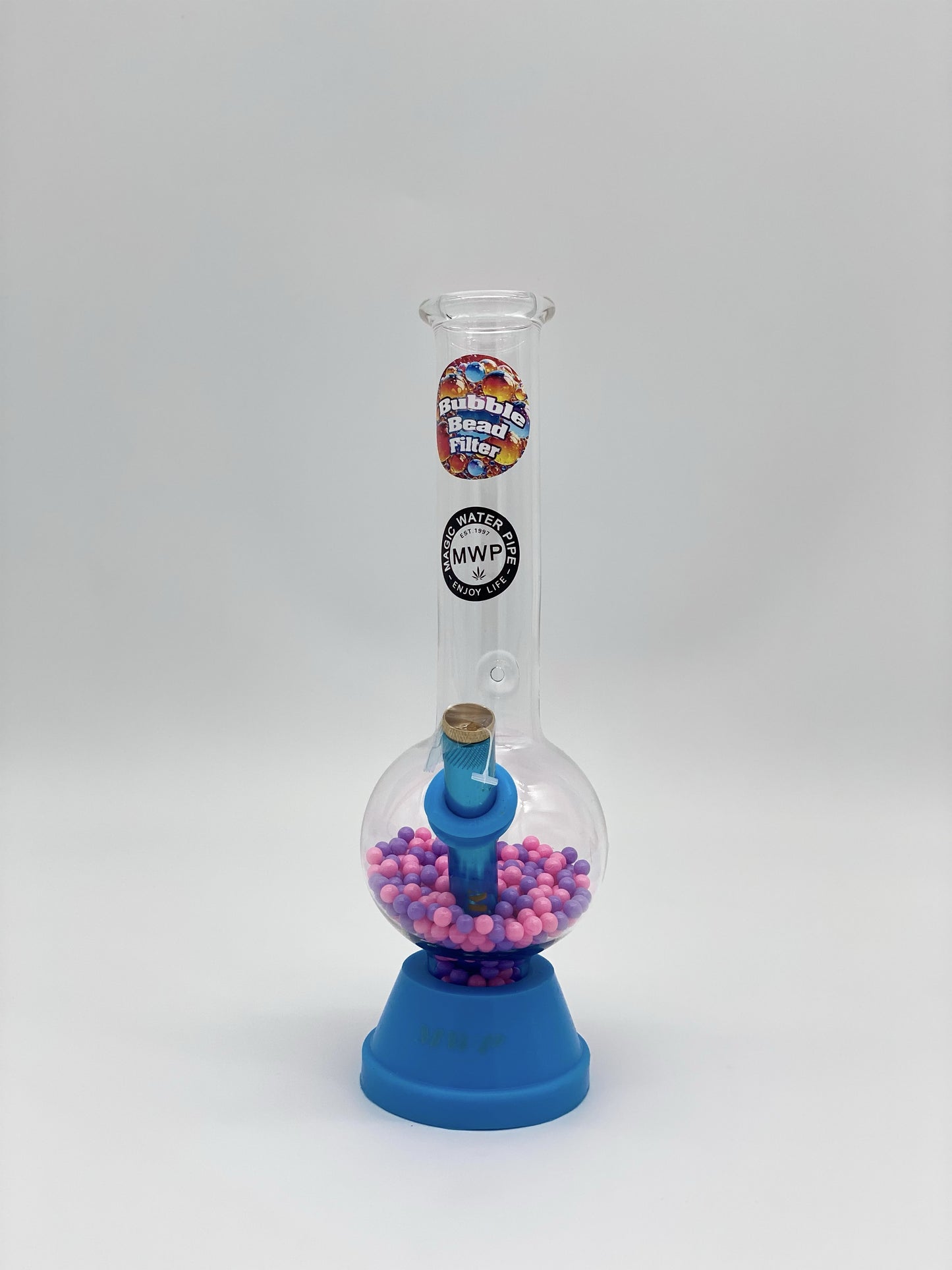 MWP Medium Bent Bubble with Beads 25cm Blue