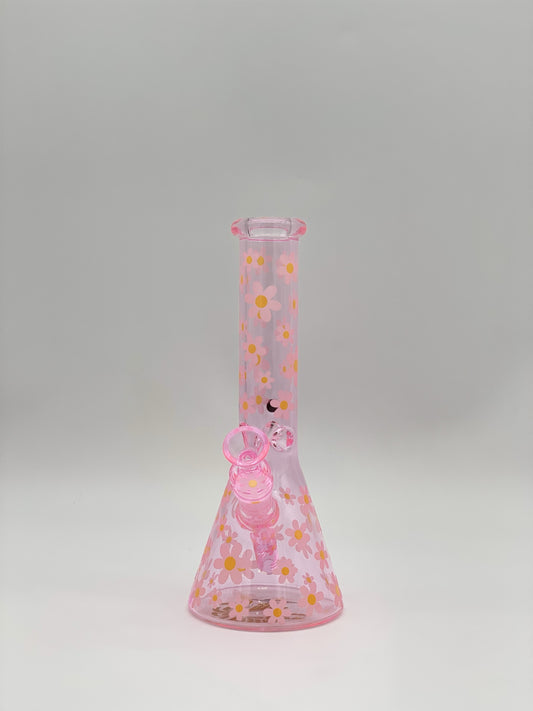 BillyMate Daisy Beaker Bong 25cm Pink