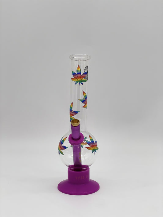 MWP Medium Bent Bubble Bong 25cm Rainbow Leaf