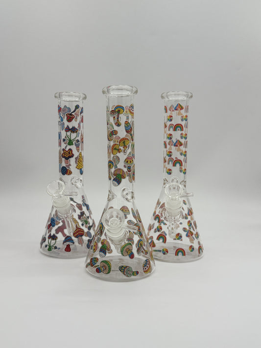 Medium Beaker 25cm Mushrooms and Rainbow