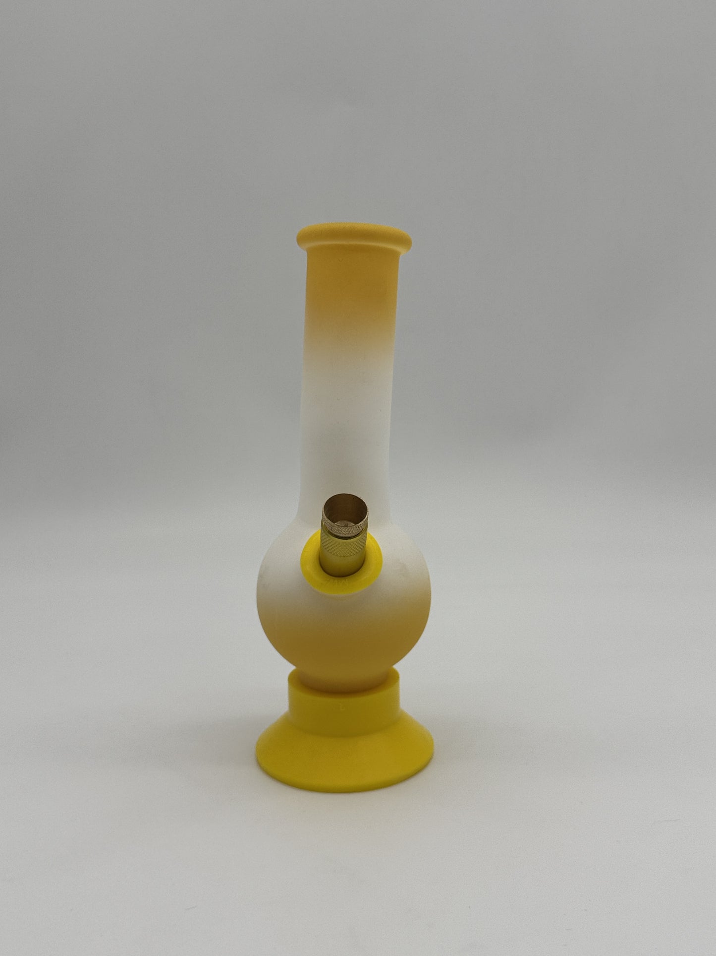MWP Small Bent Bonza Bubble Bong 20cm Yellow White