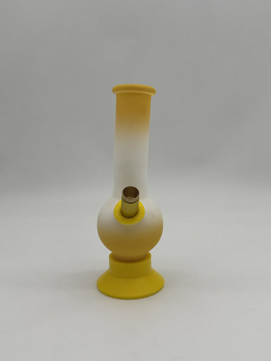 MWP Small Bent Bonza Bubble Bong 20cm Yellow White
