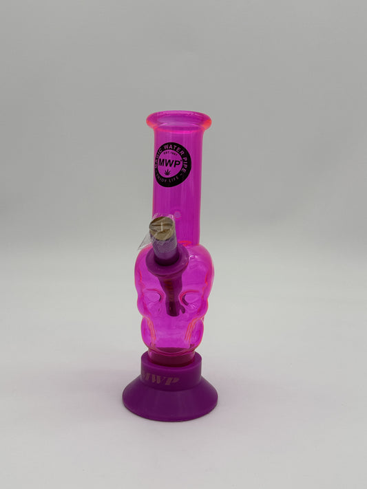 MWP Small Bent Bonza Skull Bong 20cm Pink
