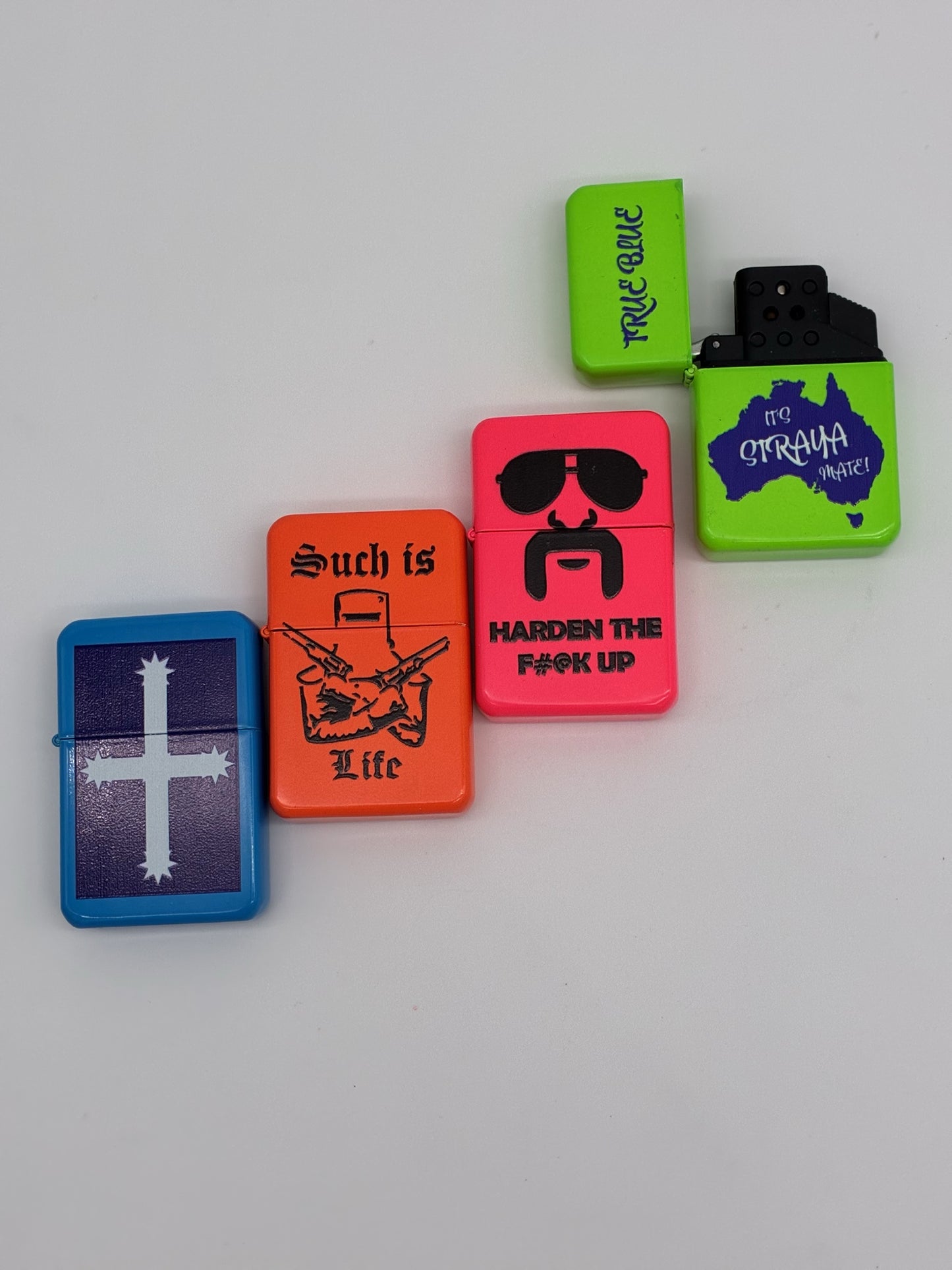 Single Metal Jet Lighter Aussie Design Assorted