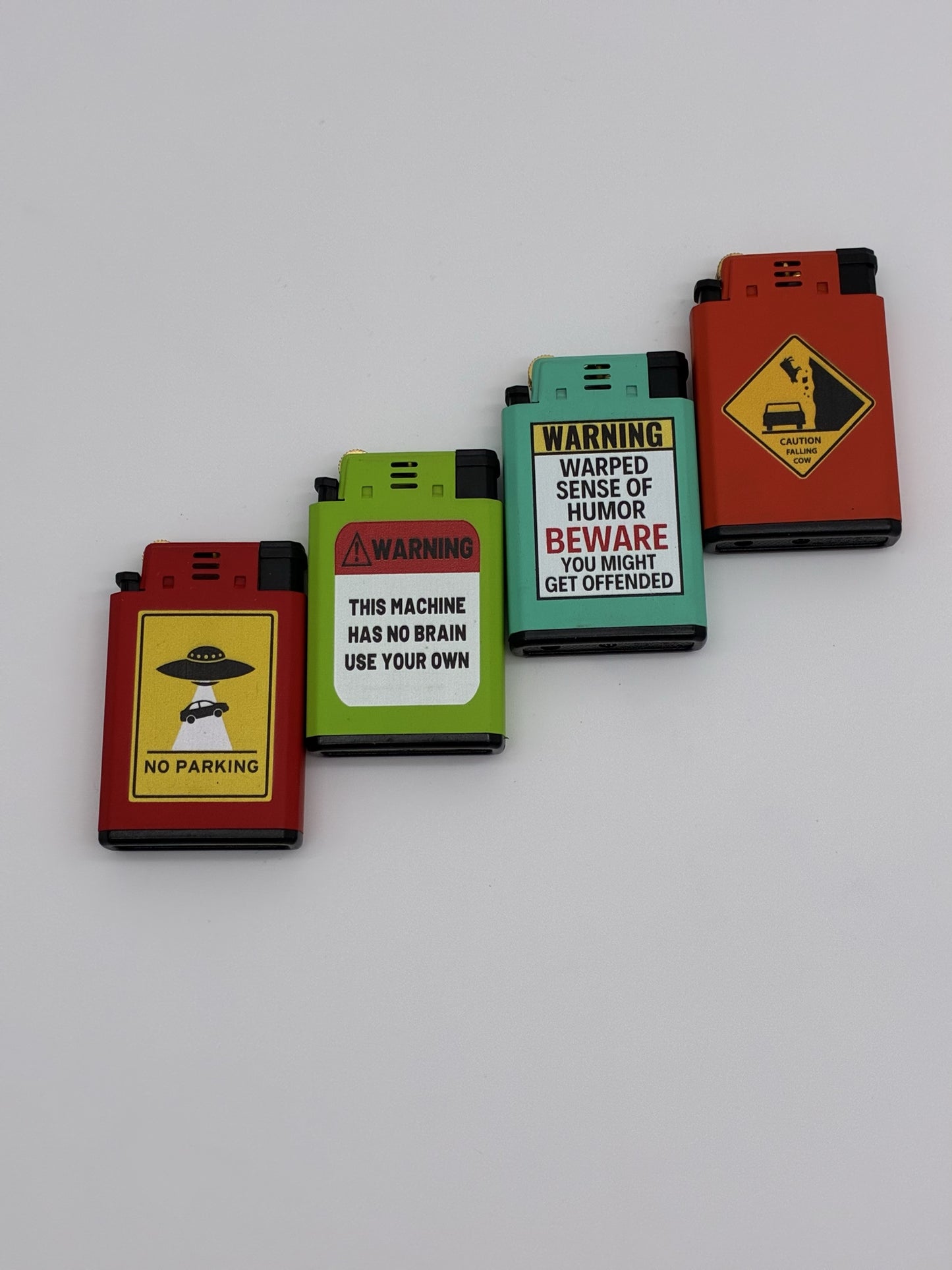Trio Dual Flame Flint & Jet Lighter Mixed Warning Designs