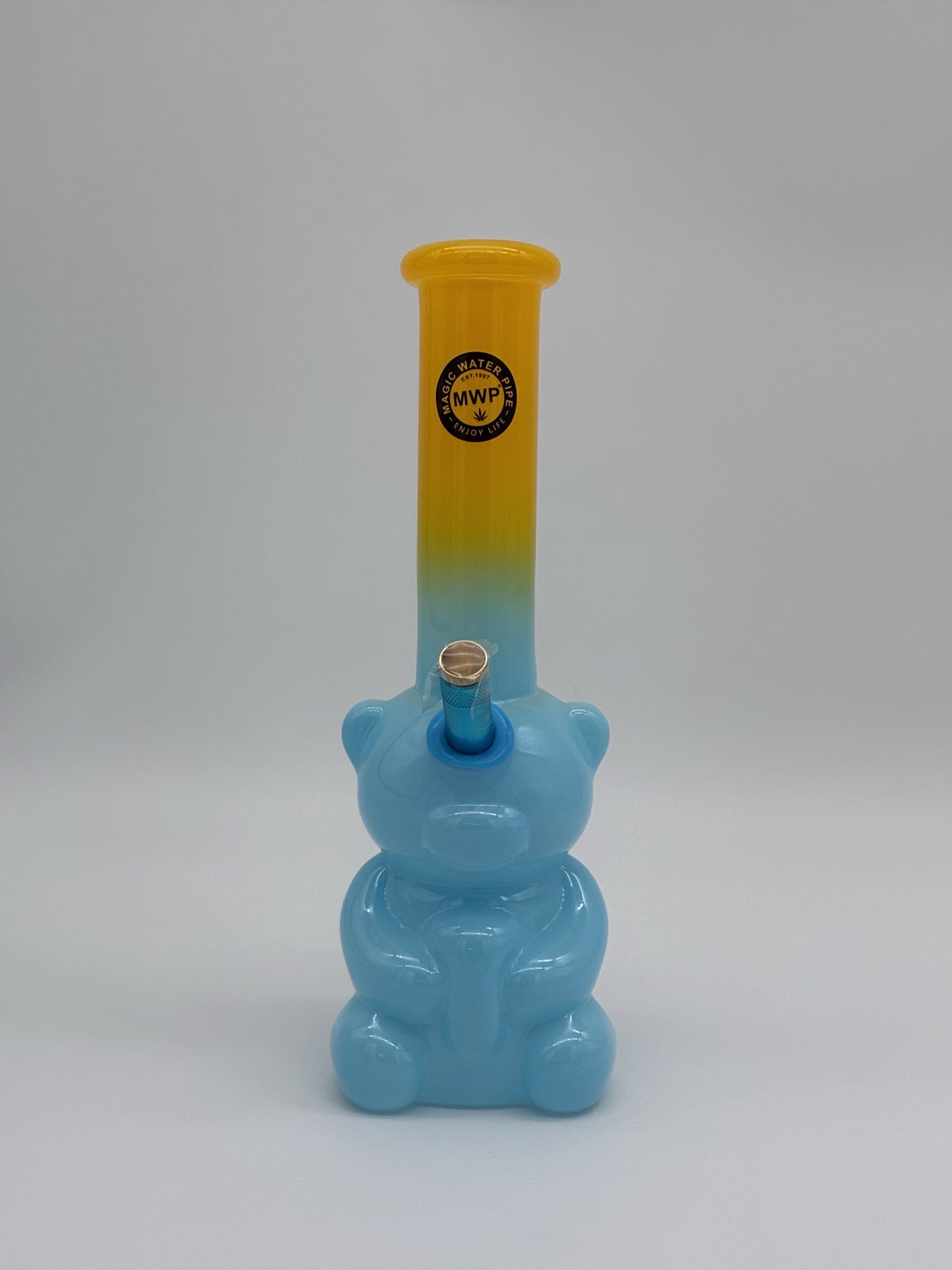 MWP Large Bent Bubble Bong 31cm Blue/ Yellow Gummy Bear