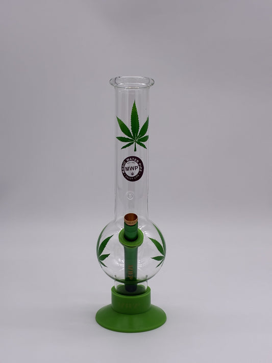 MWP XL Bent Bubble Bong 35cm Green Leaf